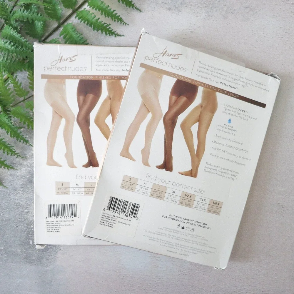 Hanes Perfect Nudes Tights S‎ Cocoa Sheer Pantyhose Filter Gaze Aesthetic 2 Pair